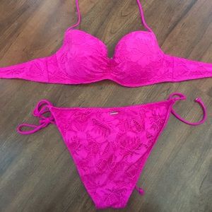 Pink lace bikini